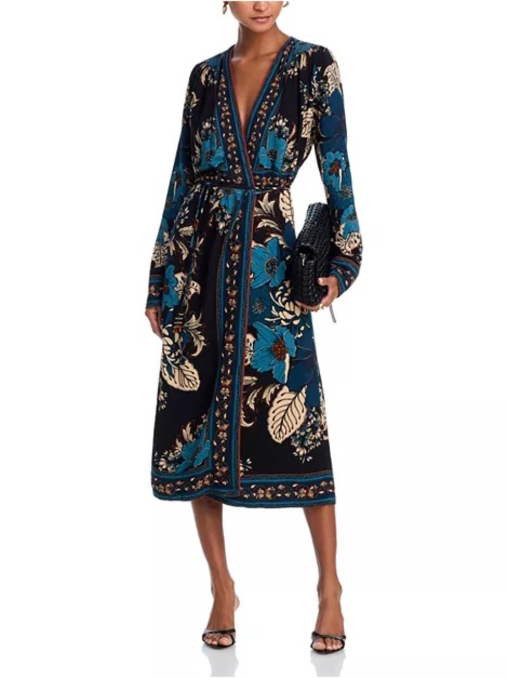FARM Rio Blossom Tapestry Midi Wrap Dress Size S NWT